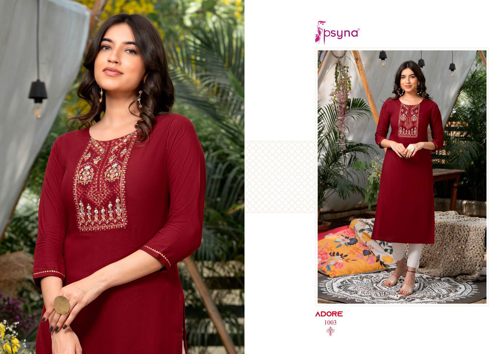 Psyna Adore Wholesale Embroidery Designer Kurti Catalog